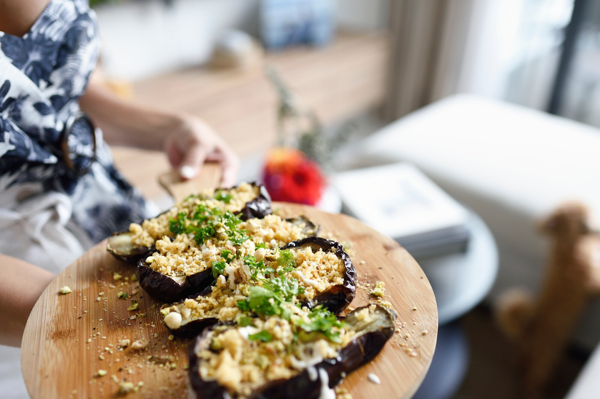 Roasted Eggplants with Couscous and Tahini